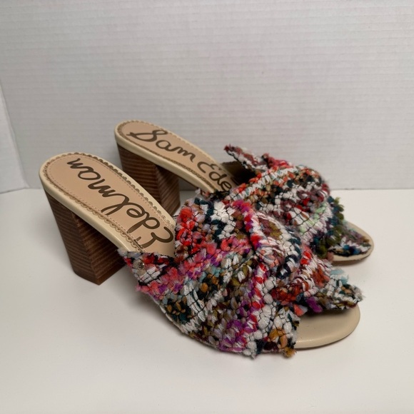 Sam Edelman Shoes - Sam Edelman Oda Slide Tweed Multicolor Knot Top Mule Sandal Size 8.5 Boho Fem